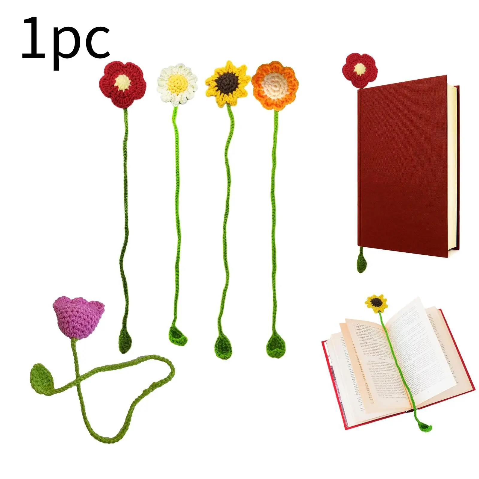 Handmade Flower Design Bookmark, 1 Count Cute Crochet Flower Bookmark, Personalized Handmade Daisy Bookmark Gift for Book Lover, Teacher, Book Accessories