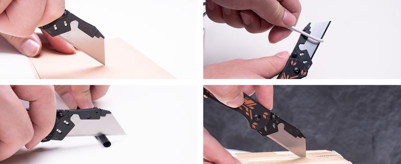 CJRB Boxer Folding Utility Knife, Quick Change Blade, Button Lock EDC Pocket Knife with G10 Handle, Mutitool Pocket Knife Includes 10PCS Total Blades for Everyday carry, Outdoor Camping and Daily Use