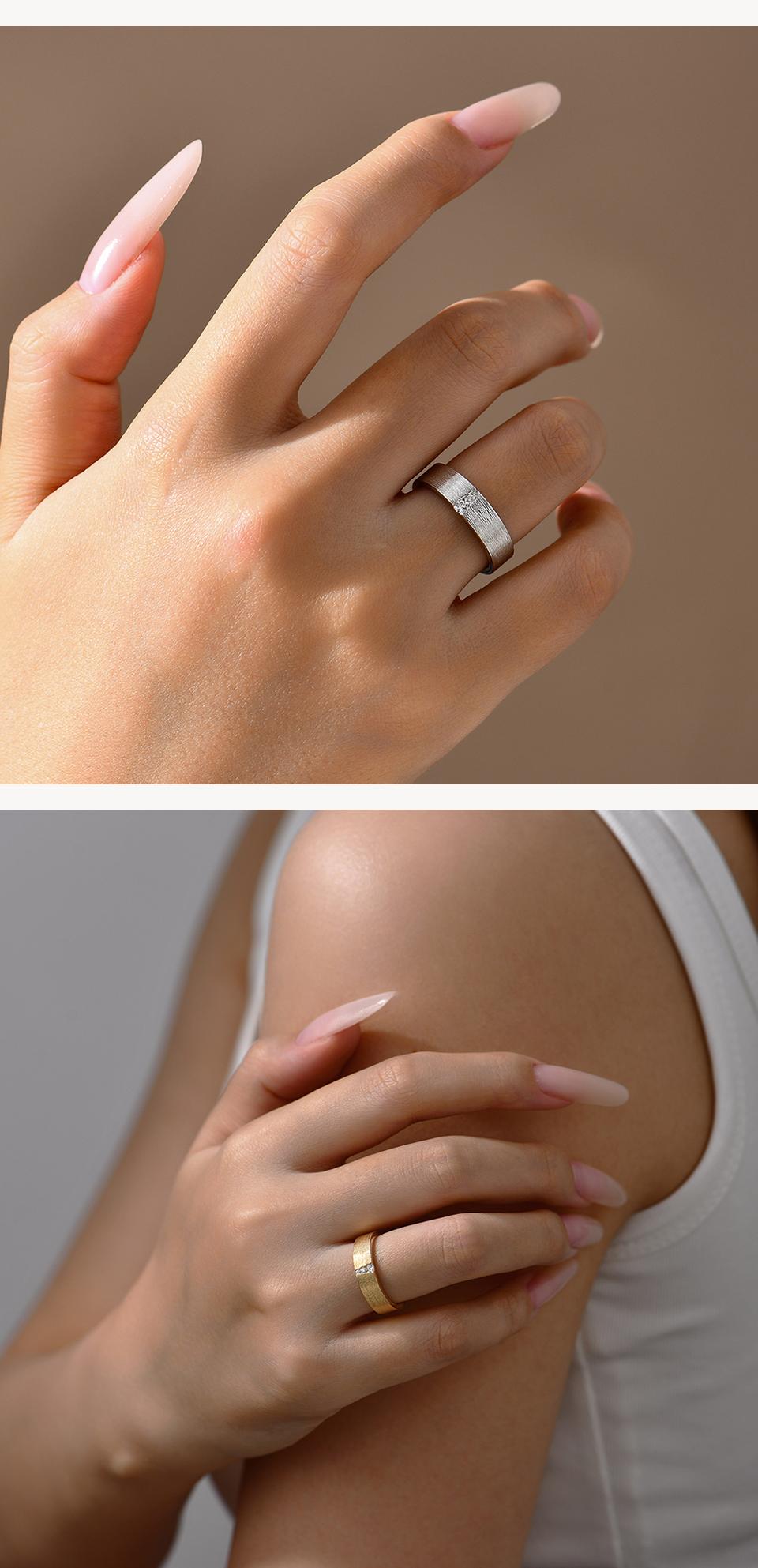 ATTAGEMS 925 Sterling Silver Round Shape Lab-Created Moissanite Ring for Women Men Couple Ring Daily Wear Fine Jewelry R292