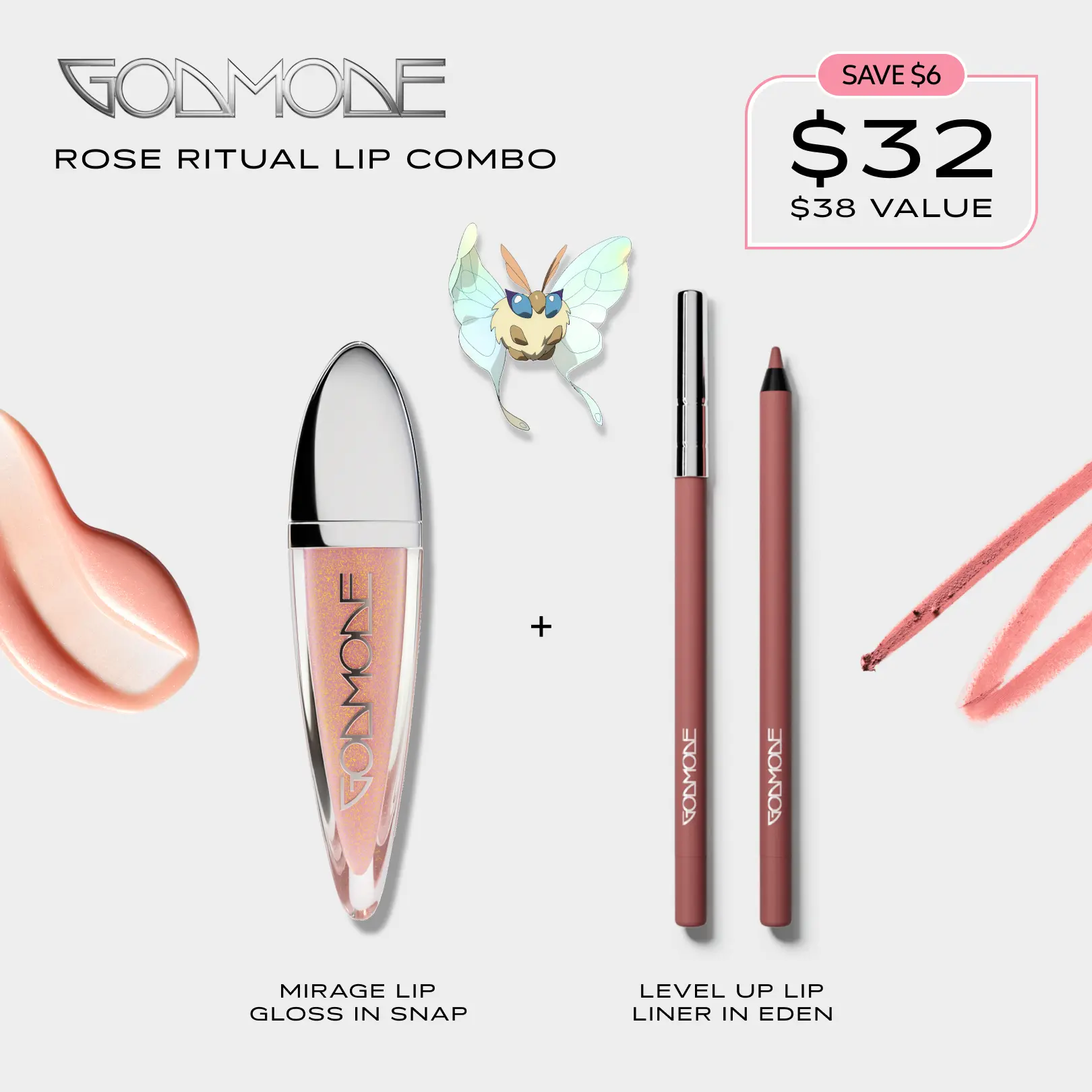 GODMODE Shine & Define Lip Set - Lip Gloss and Lip Liner Makeup Beauty Essentials Set
