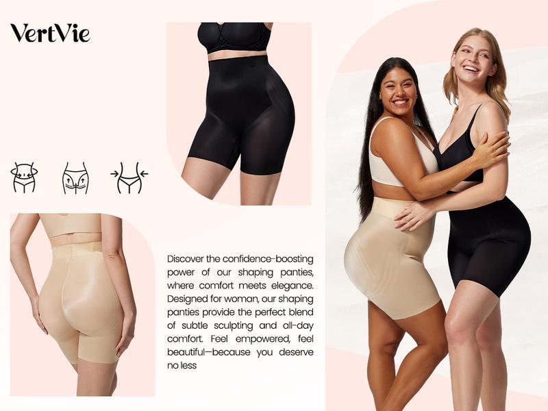 Vertvie Women's Tummy Control Shapewear Shorts High Waisted Seamless Body Shaper Underwear Butt Lifting Thigh Slimmer Breathable Soft Spandex Smooth