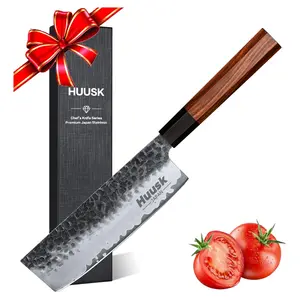 Huusk Knives , 7 Inch Vegetable Cleaver, Hand Forged Kitchen Knives, Cooking Chef Knife with Gift Box, Christmas Gifts for Men Women