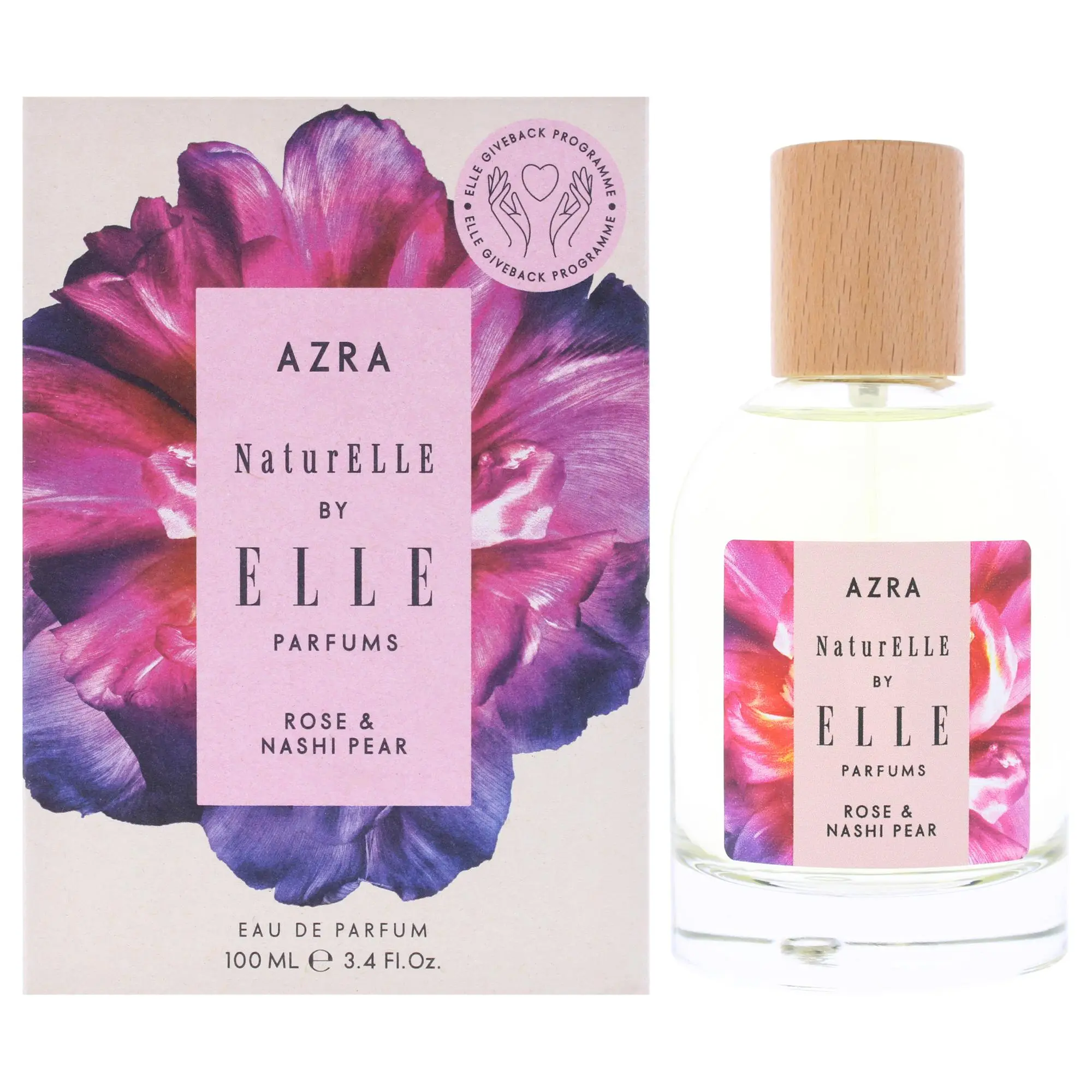 ELLE Naturelle Azra Eau de Parfum, Vibrant Floral Spray for Women with Rose & Nashi Pear Notes, 3.4 oz (100ml) Single Bottle