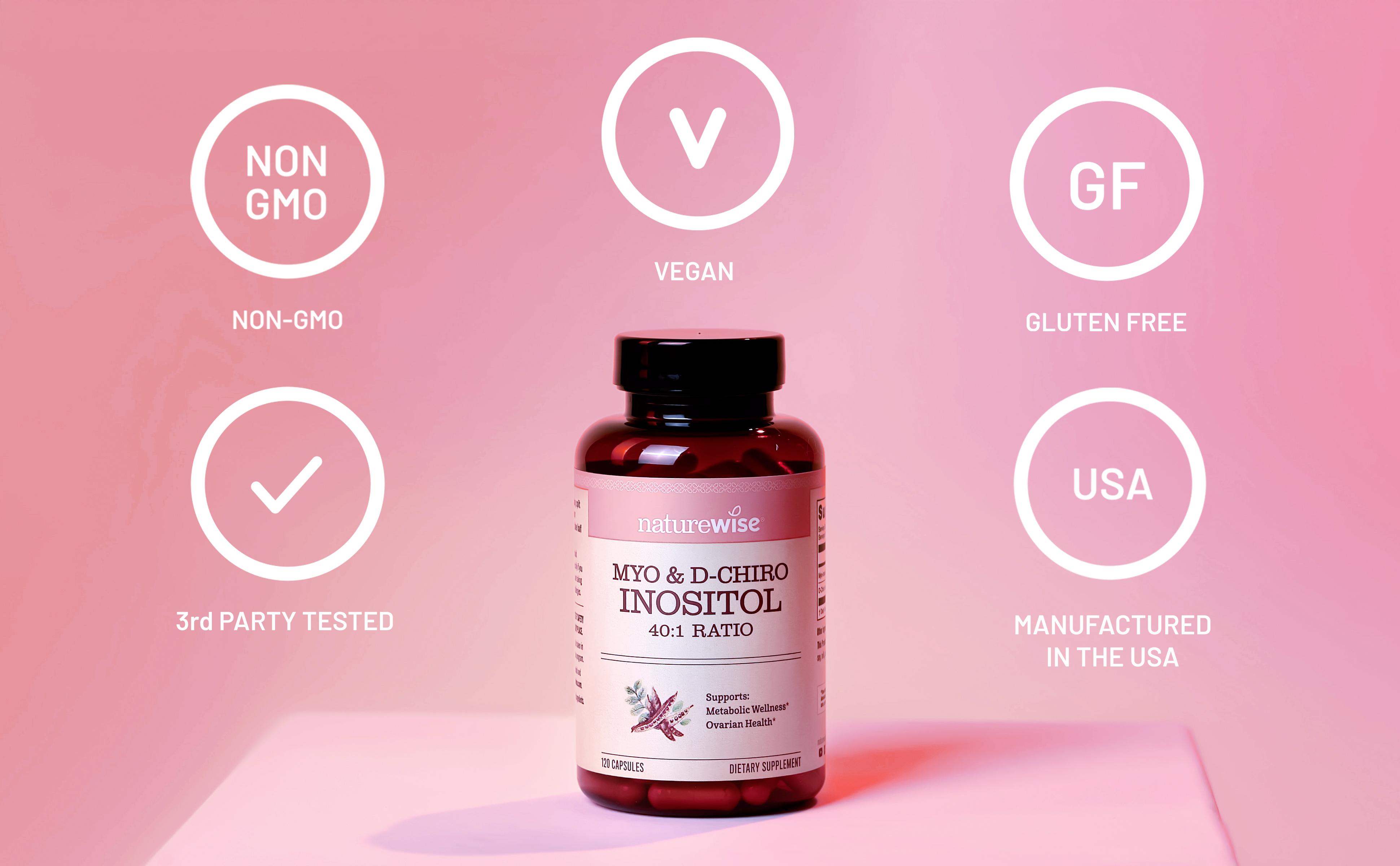 NatureWise Myo-Inositol & D-Chiro Inositol Supplement for Women - Ovarian Health Supplements for Women - Ideal 40:1 Ratio Myo-Inositol to D Chiro Inositol - USA Manufactured