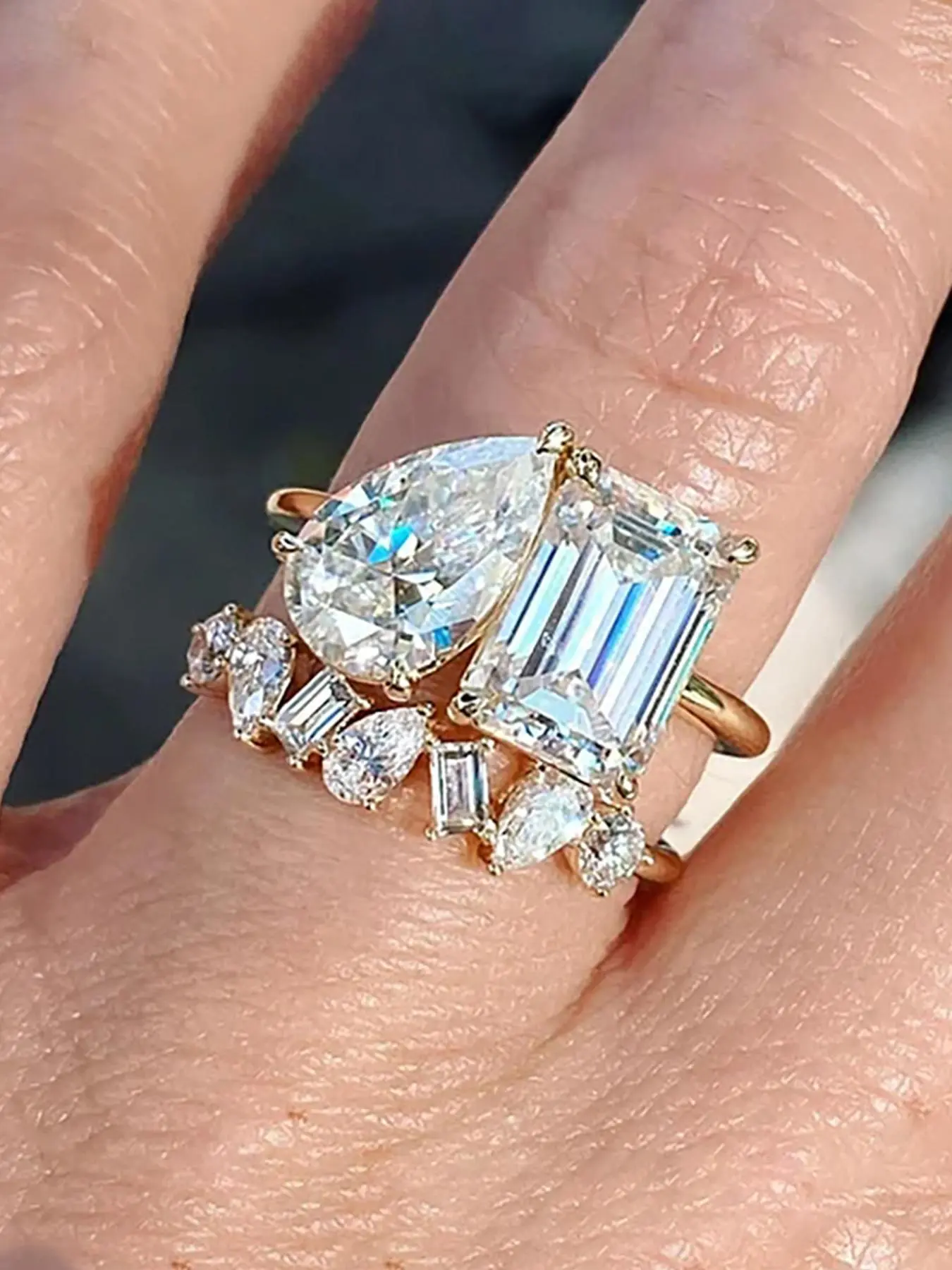 Fashionable Elegant Artificial Zircon Decorated Ring, Luxury Engagement Elegant Glittering Ring for Women, Trendy All-match & Exquisite Jewelry for Birthday Gift, Artificial Gemstone Ring, Engagement Rings, Beautiful Rings