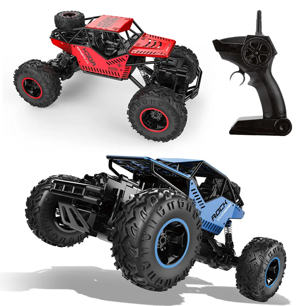 1:18 4WD Remote-Controlled Monster Truck, Metal Shell, Dual Motors, 2.4Ghz, Soft All Terrain Rubber Tires, Extreme Speed, 120 Min Playtime, Multi-Mode RC Car for Boys, Hobby Toy Gift, Boy Gifts