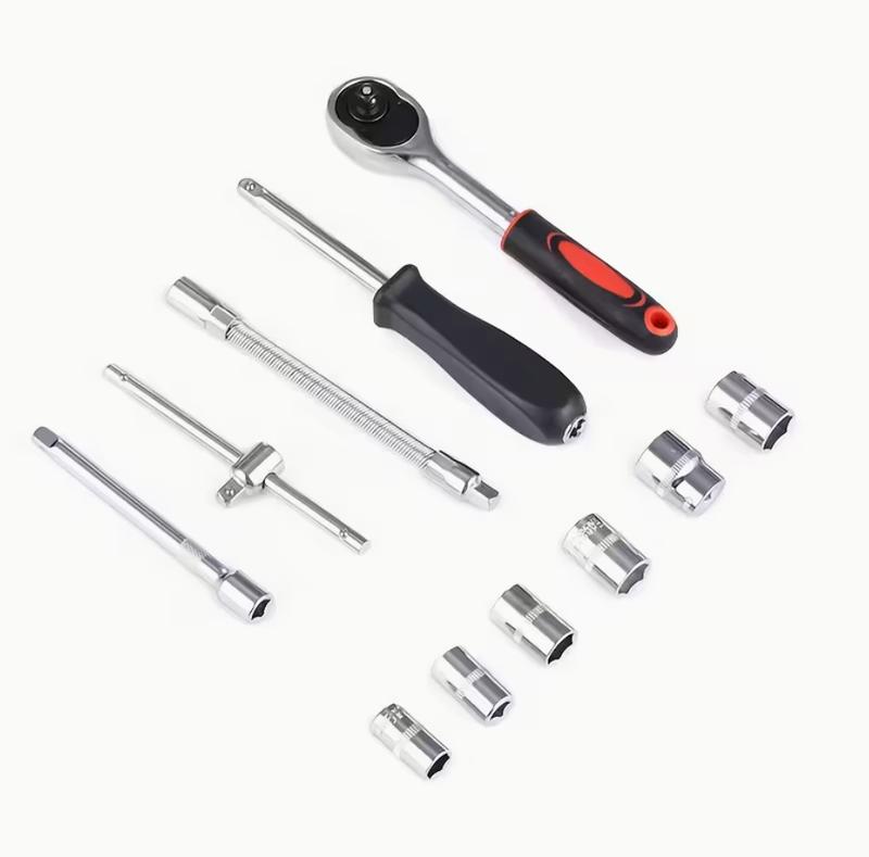 46 PCS Household Car Maintenance Tool Set - Ratchet Torque Wrench and Screwdriver Toolbox, Motorcycle Tire and Hub Maintenance Kit, Portable Bicycle Maintenance Socket Wrench