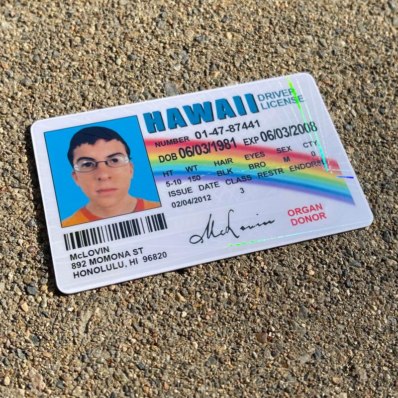 McLovin ID card from movie Superbad with Hologram