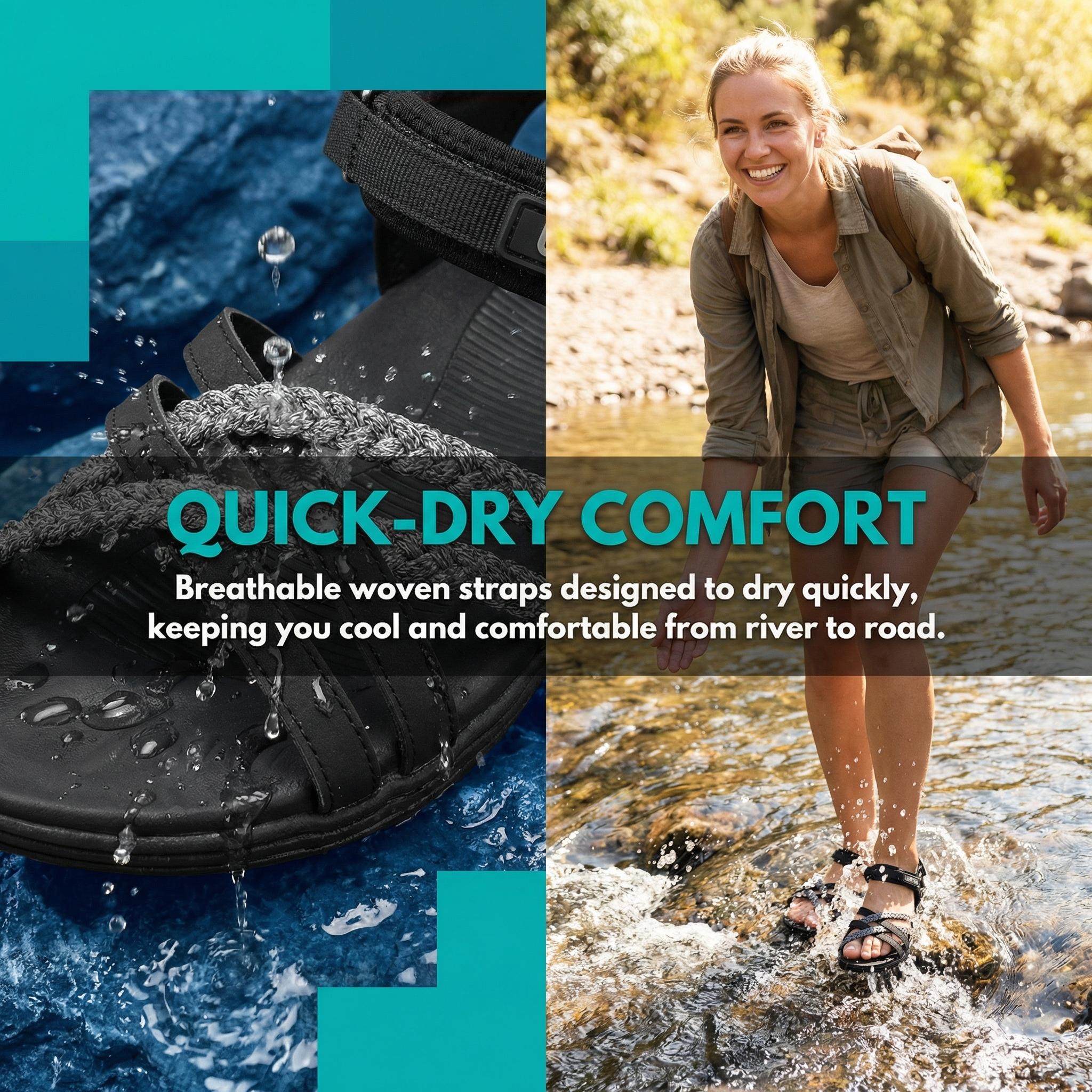 UBFEN Womens Hiking Sandals Adjustable Straps Arch Support Summer Walking Shoes