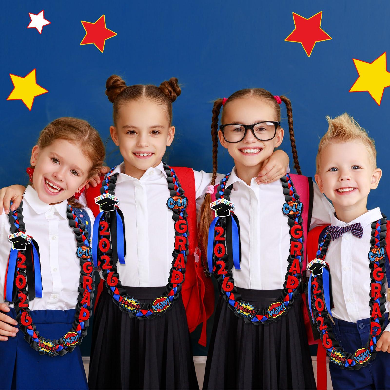 Kids Graduation Leis Class of 2026 Necklace Ribbon Leis 47 inches Double Braided Preschool Graduation for Preschool Kids Students Teachers Boys Girls for Graduation Ceremony Party Celebration Graduation Campus Supplies Pretty Bracelet Costume