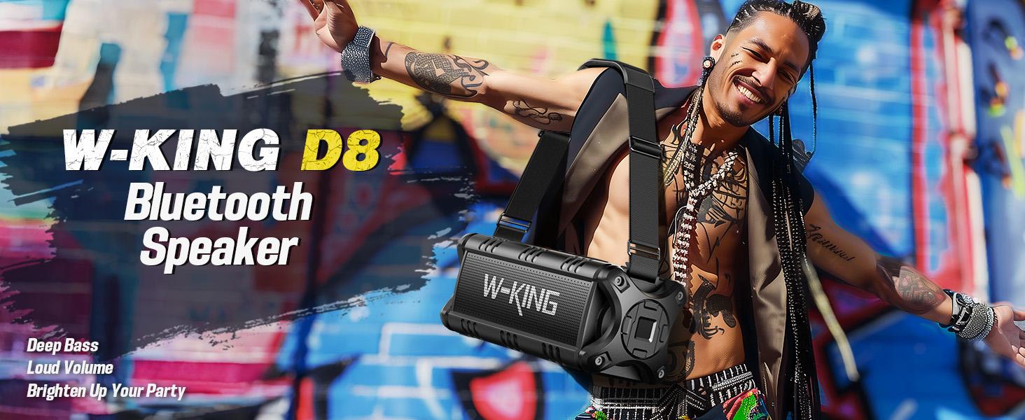 W-KING Bluetooth Speaker, 90W Max Loud Portable Speakers Bluetooth Wireless, IPX6 Waterproof Outdoor Speaker with 50W Deep Bass/2 Powerful Subwoofer/40H/Power Bank/EQ/TF/AUX/NFC for Pool/Party/Travel Rechargeable Audio
