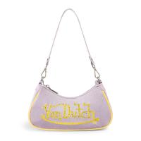 Purple and Gold Rhinestone Shoulder Bag