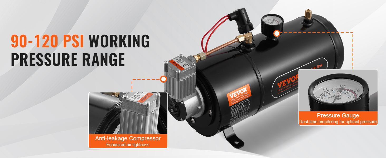 VEVOR 12V Air Compressor with Tank 0.8 Gallon/3 L, TikTokShopBlackFriday, Train Horn Air Compressor, 120 psi Working Pressure Onboard Air Compressor System for Train Air Horns, Inflating Tires, Air Mattresses VEVOR 12V Air Compressor with Tank 0.8 Gallon/3 L, TikTokShopBlackFriday, Train Horn Air Compressor, 120 psi Working Pressure Onboard Air Compressor System for Train Air Horns, Inflating Tires, Air Mattresses
