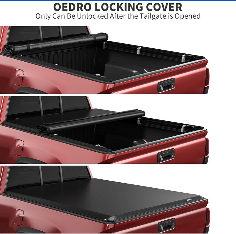 OEDRO Soft Roll up Truck Bed Tonneau Cover For 2014-2018 Chevrolet Silverado/GMC Sierra 1500, 2015-2019 Chevrolet Silverado/GMC Sierra 2500HD 3500HD, 2019 Chevrolet Silverado 1500 Legacy, 2019 GMC Sierra 1500 Limited, 6.6 ft Bed