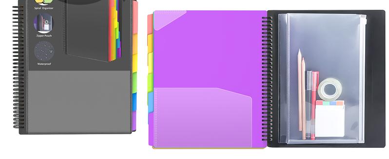 12 Pocket Plastic Folders with Pockets  Multi Pocket Folder Binder with Dividers Office Organizer Folder Letter Size School Supplies Stay Organized Stay Corner Zipper PVC Pocket