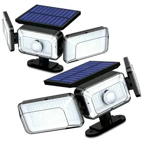 IP65 Waterproof Solar Outdoor Lights with Remote, 2 Pack 3-Head Motion Sensor Lights for Home Perimeter & Walkway