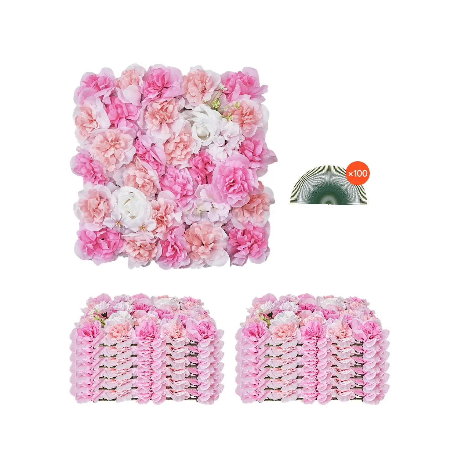 【Summerfinds】VEVOR 3D Bloom Floral Artificial Flower Wall Panel Set, 12 Pcs 15x15 in Flexible Plant Mats, Artificial Flower Bouquet, Decorative Room Accessories, Wall Decor for Wedding Privacy, House Decor, Vibrant