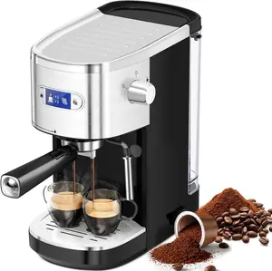 Espresso Machine 20 Bar, Professional Compact Stainless Steel Coffee Maker with LCD Display, Steam Wand, 45oz Removable Water Tank, for Espresso, Cappuccino, Latte at Home or Office