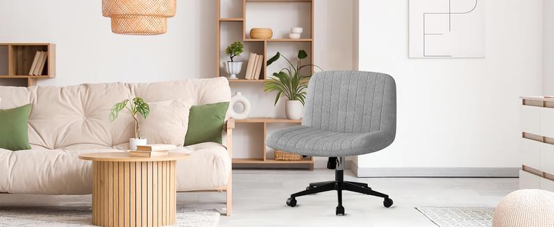 Walsunny Criss Cross Chair, Armless Legged Modern Relax Chair with Fabric Padded Seat, Swivel Height Adjustable computer vanity chair for Home Office