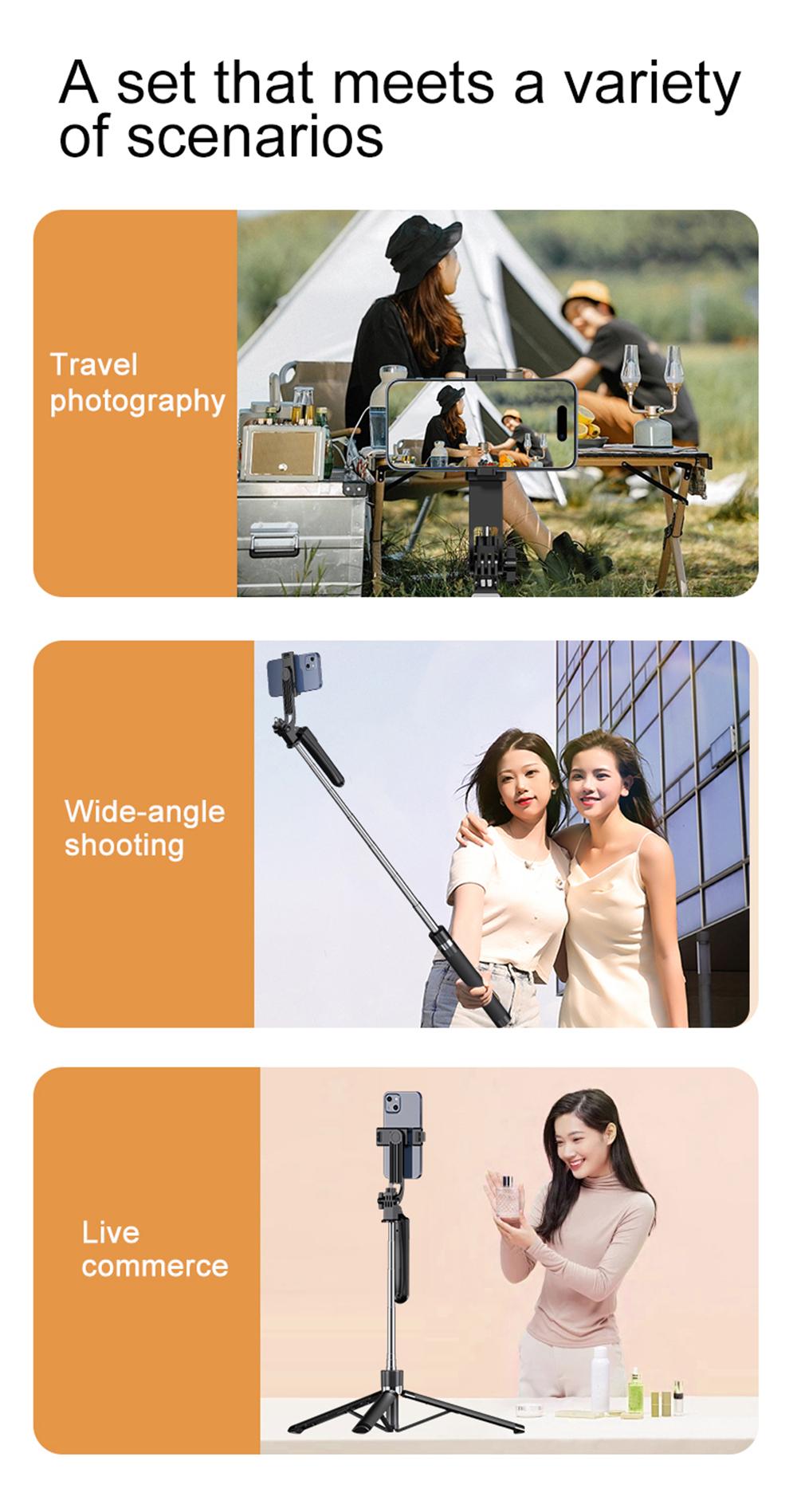 keai 67" Stainless Steel Cellphone Tripod-Selfie Stick with Bluetooth Remote, Upgraded Stable Stand, for Selfies/Vlogging, Compatible with iPhone/Android Smartphones, Travel-Friendly Mobile Accessories