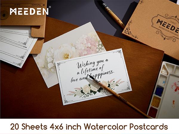 MEEDEN Blank Watercolor Paper Postcards: 4"X6" 140lb/300gsm Travel Water Color Post Cards - 10 Sheets 100% Cotton Art Painting Paper for DIY Mailing Invitations Greeting