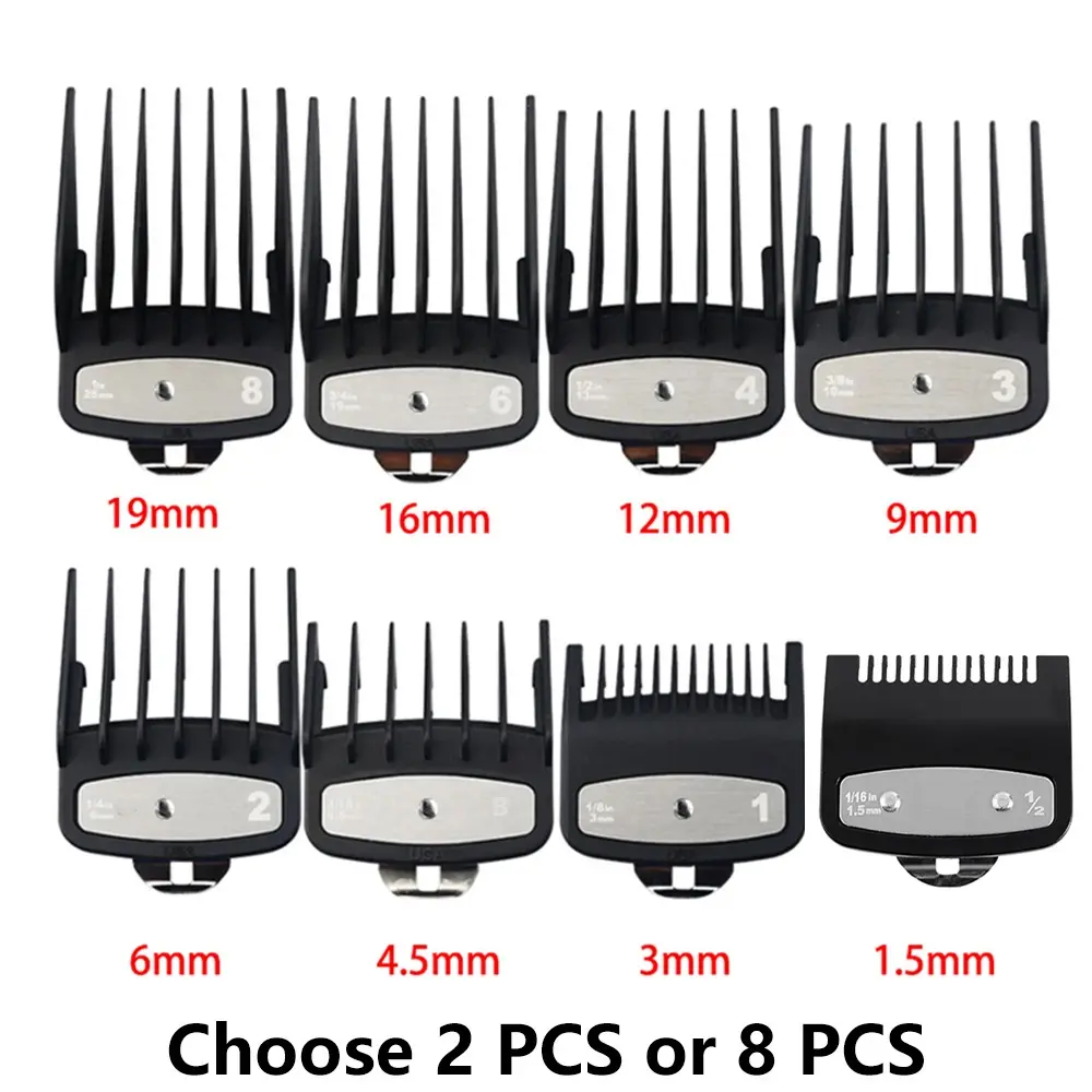 Professional Hair Clipper Comb Set, 8 Counts/set Mixed Size Electric Hair Clipper Limited Comb Set, Personal Care Accessories, Barber Equipment for Barber Kit Clipper Blade Hair Cutters Trim Kit Hair Cutting Kits