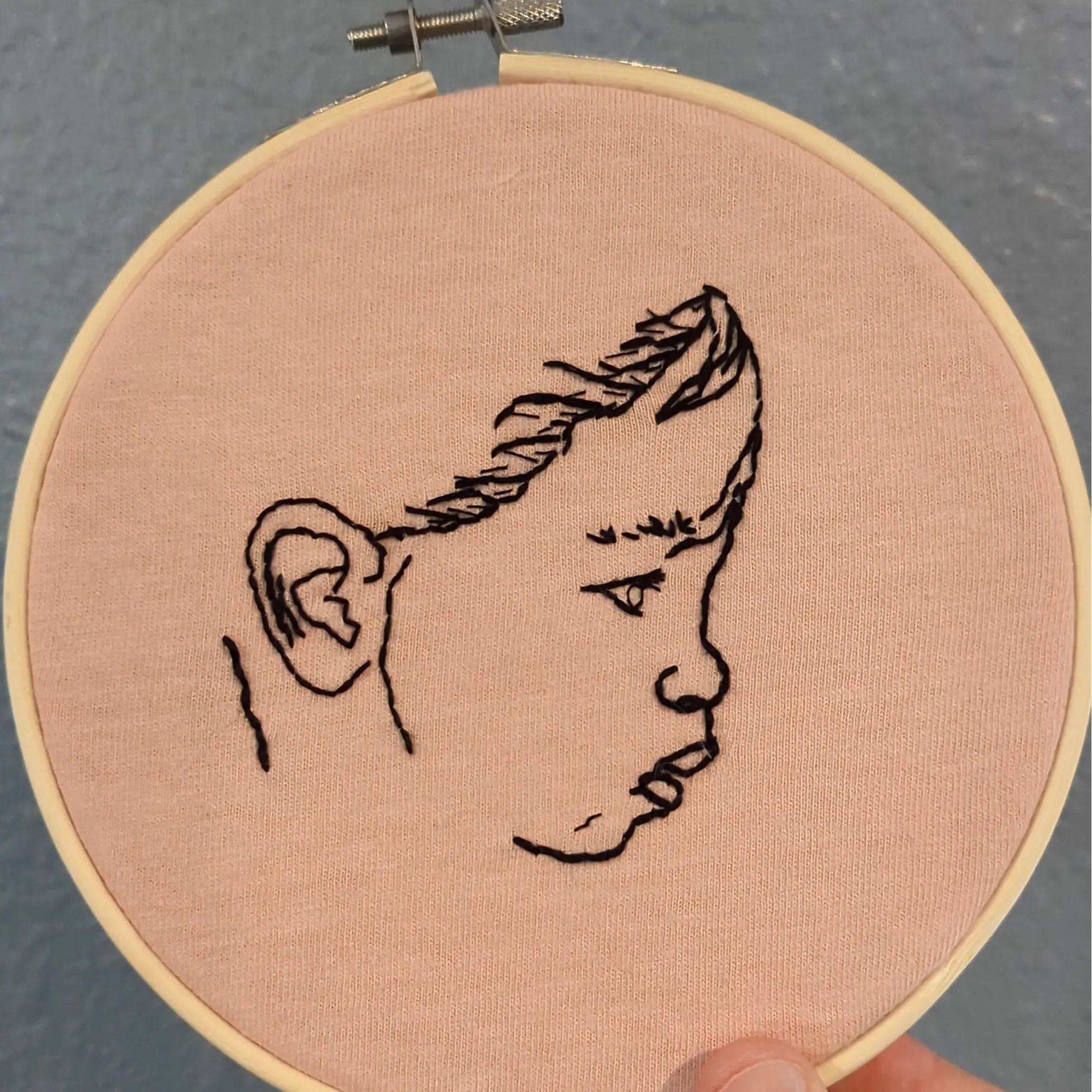 baby silhouette embroidery, custom embroidered portait, side profile art, custom baby silhouette, baby embroidered keepsake