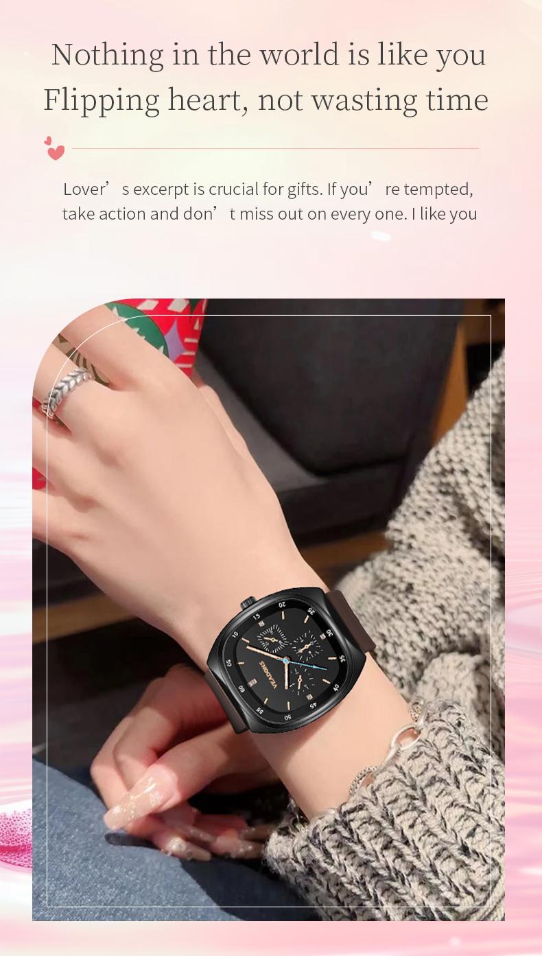 Fashion Watch TikTokShopStockUp  Valentine’s Day Gift Casual Stylish Open Dial Watch  Silicone Strap, Waterproof & Luminous, Perfect for All Occasions