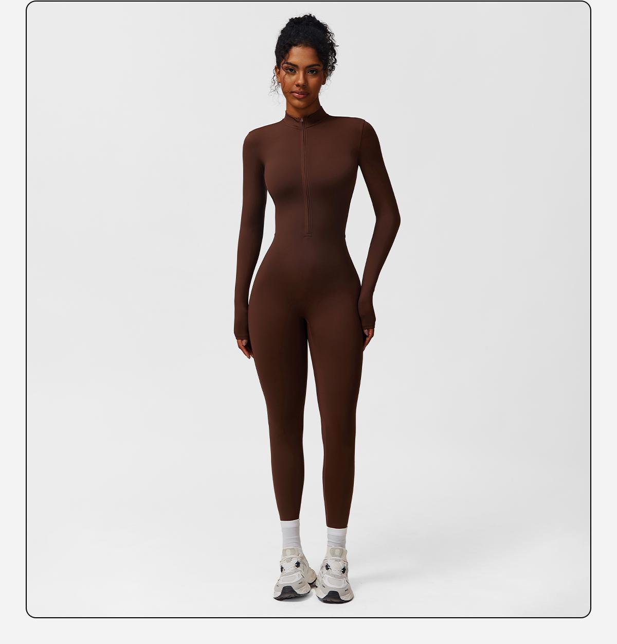 Women's Solid Zip-Up Skiing Jumpsuit by MFVIM - Casual Sporty Long-Sleeve Jumpsuit for Skiing and Cycling, Ladies' Activewear for Fall and Winter Workout Gym Clothing SpringStatements