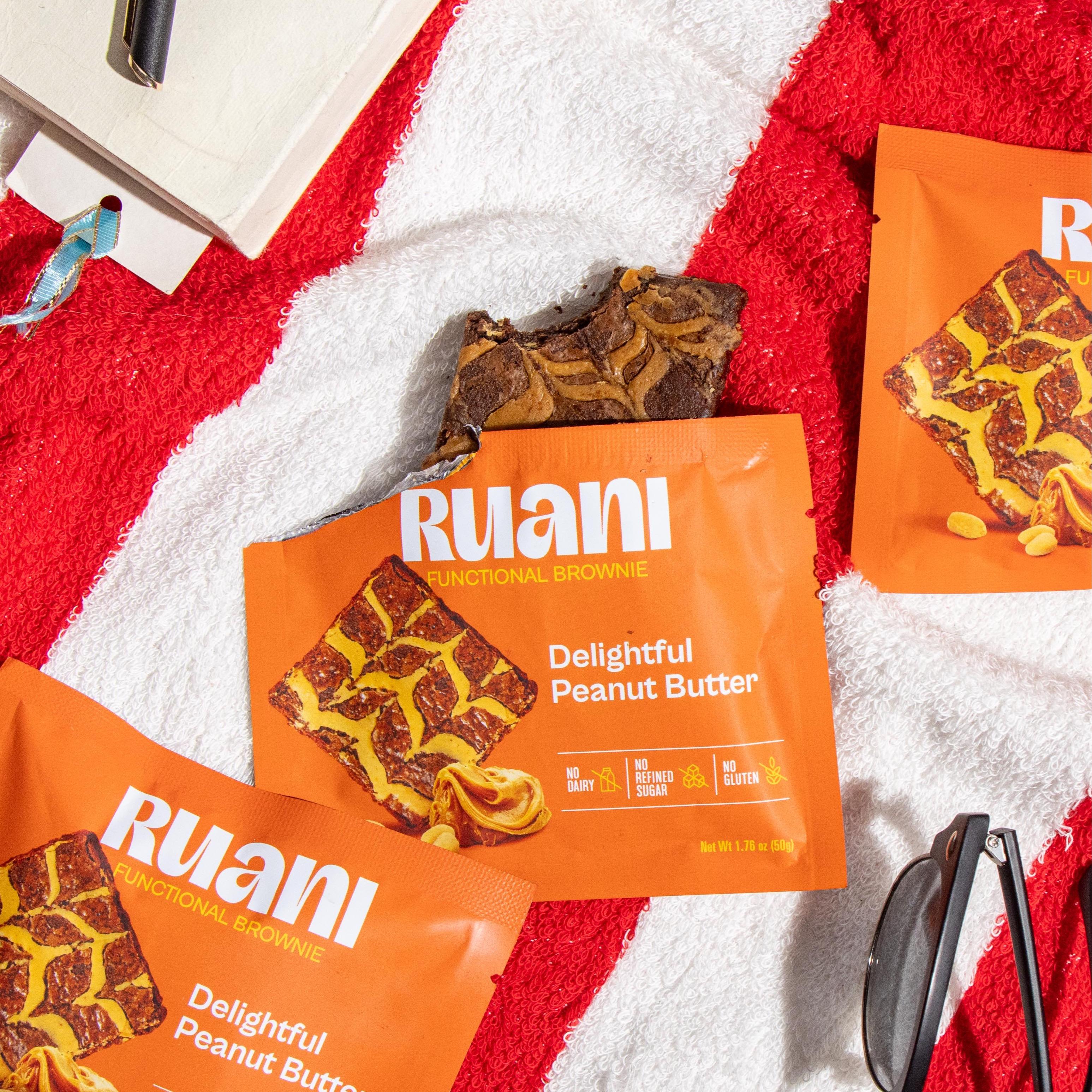 6 Pack Case Delightful Peanut Butter Brownie Food Dessert Natural Almond Coconut Organic Cake Sugar