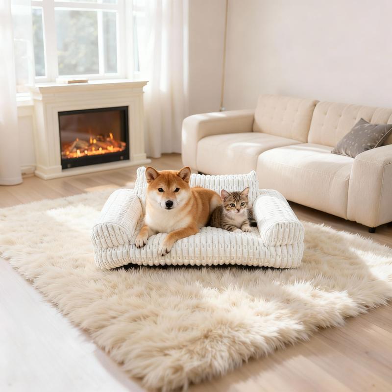 Hand-woven luxury pet bed with waterproof lining! Non-slip base, comfortable and luxurious, hypoallergenic and relaxing. Dog bed, suitable for cats.