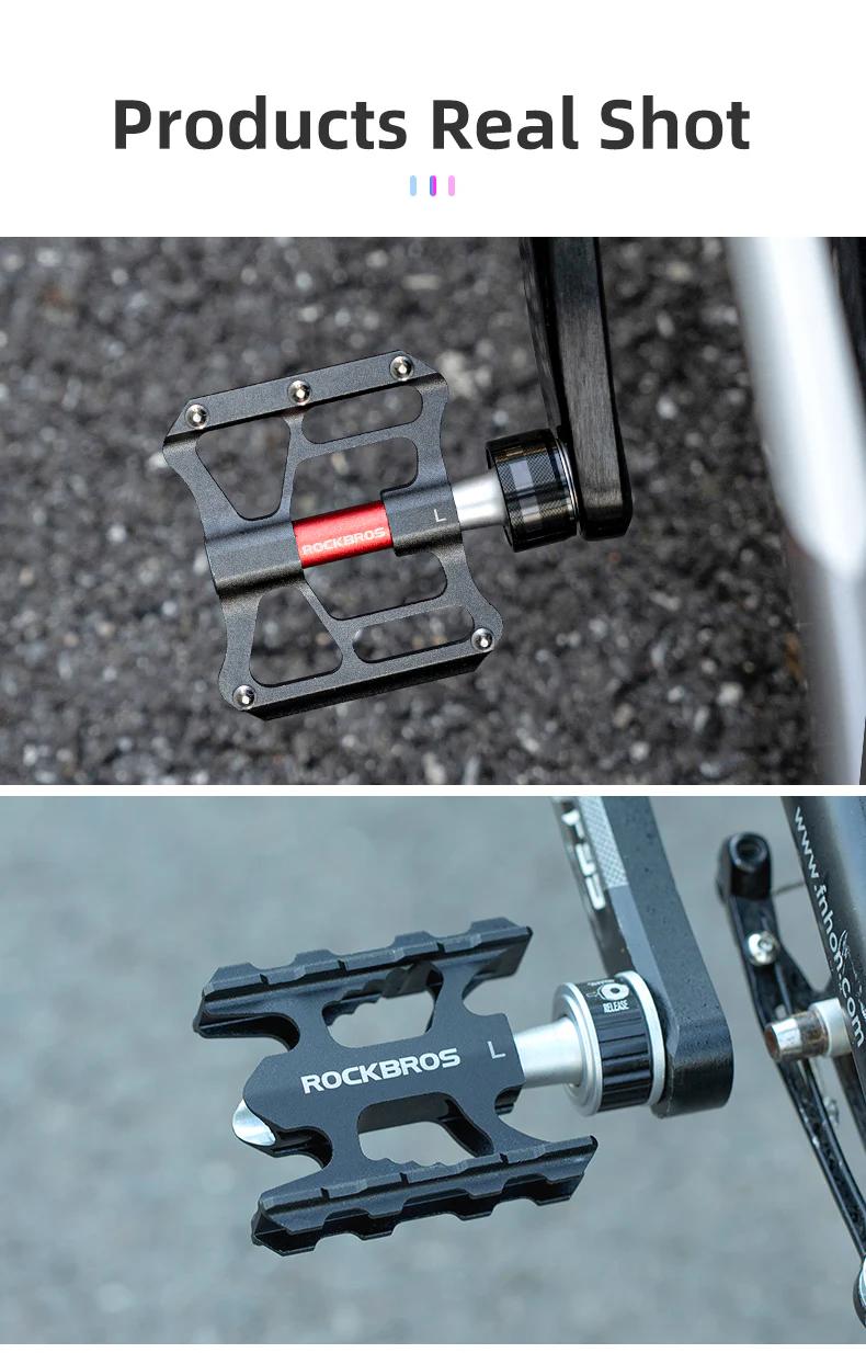 ROCKBROS CNC Aluminum Folding Bike Pedals, Quick Release, 9/16" Thread, Ultralight