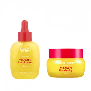 EQQUALBERRY Vitamin illuminating Serum Brightens andImproves Dark Spots. 30ml +Vitamin illuminating Cream All-in-One Solution to Brighten, Strengthen the Skin Barrier.