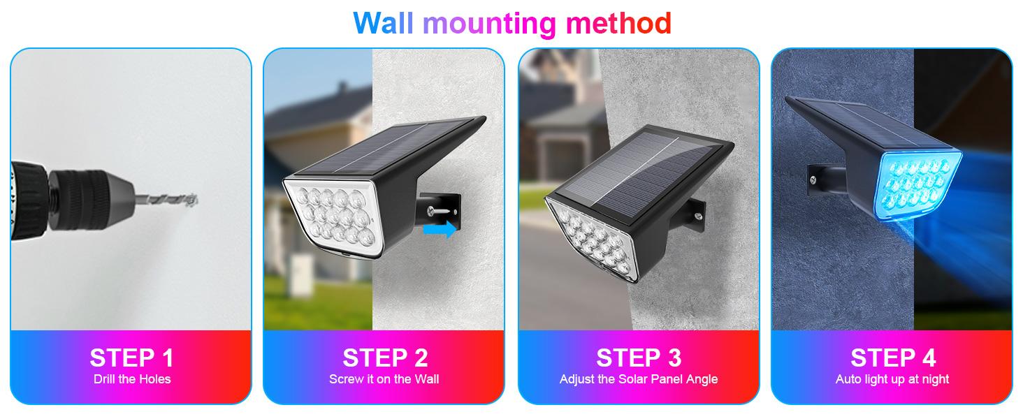 Upgrade RGB Landscape Spotlights,Christmas Solar Outdoor Lights with RGB Cycle Color Changing/Warm White/6 Fixed Color,Brighter with Light-gathering Concave Lens,Auto ON/OFF & Waterproof for Walkway Backyard Patio Yard Garden Halloween Accent Lightingng