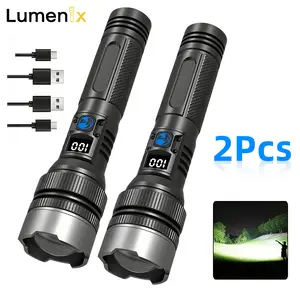 2PCS 1200 Lumen 2-in-1+Power Bank Flashlight，Digital display ofpower, Rechargeable,Zoomable,,X4Waterproof,Adjustable Brightness Flash Light for Outdoor, Emergency,Camping Accessories, Black TikTokShopJumpstartSale