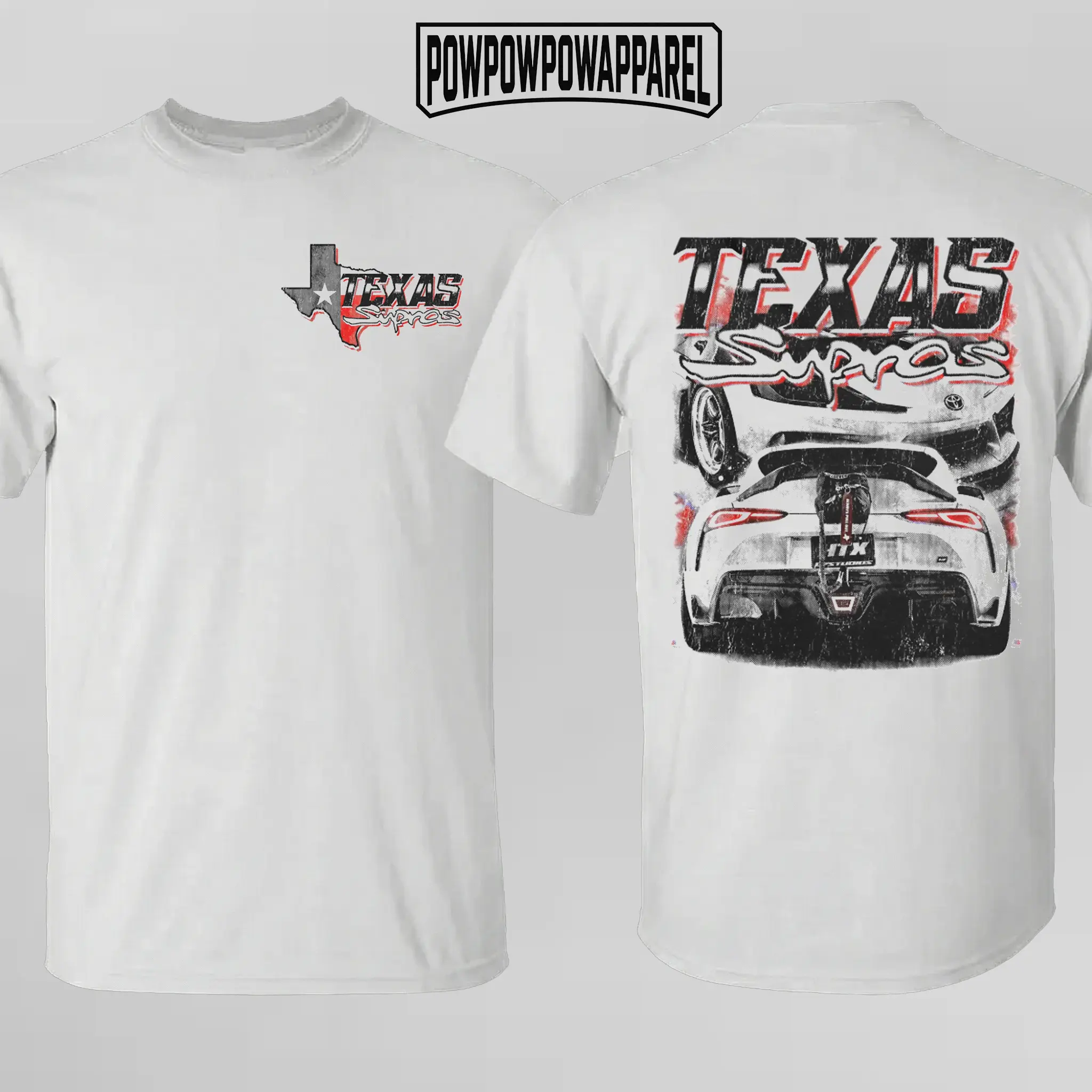 Toyota Supra MK5 T-Shirt Texas Supras Vintage JDM Drag Racing Sports Car Heavyweight Streetwear White Tee