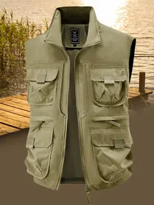 Multi-Pocket Fishing Vest for Outdoor Fishing & Photography — Breathable Mesh, Unisex, baggy casual sleeveless jacket