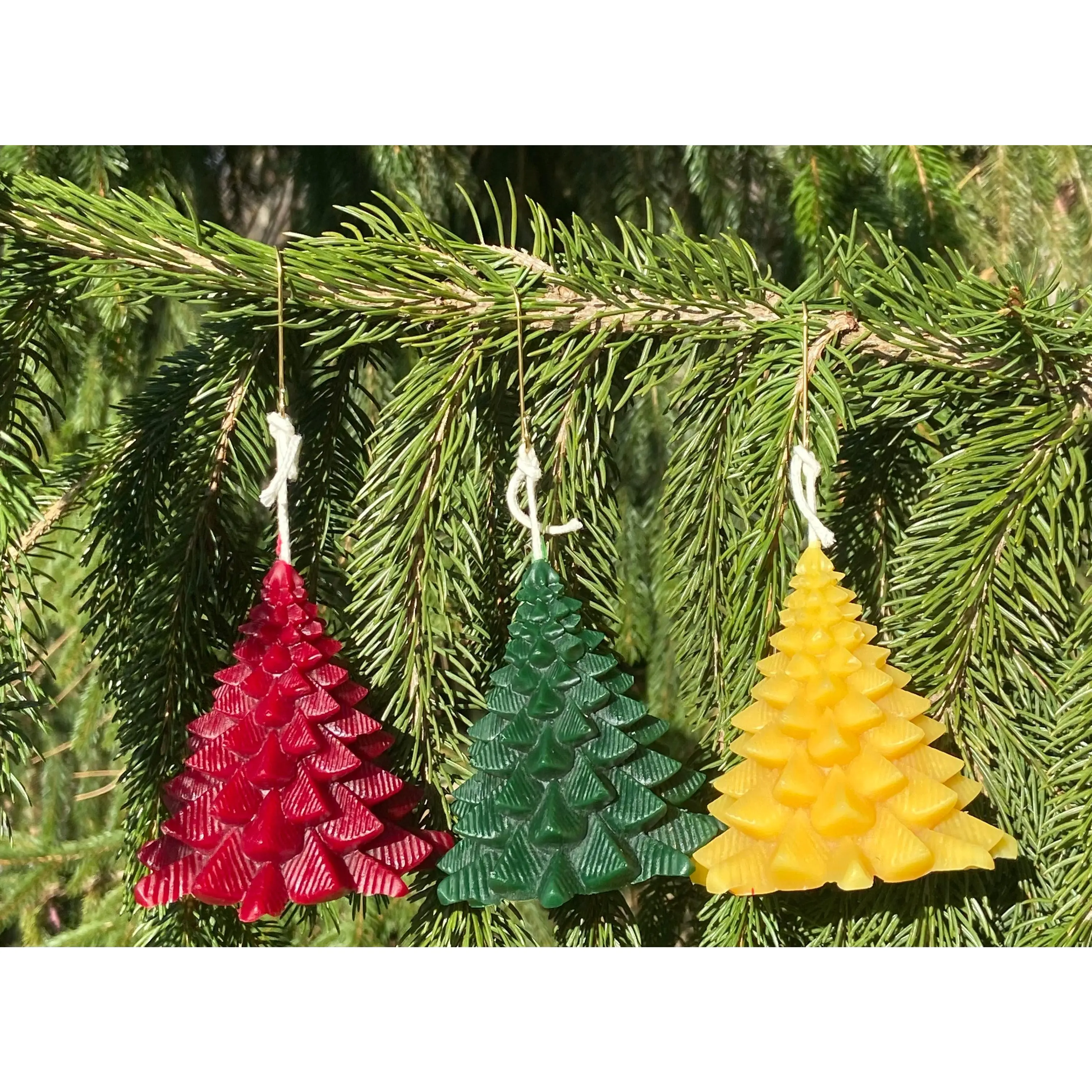 Natural Beeswax Miniature Everlasting Christmas Tree Candle with Quarter Inch Wick - Ornamental Indoor Home Decor, Festive Christmas Holiday Accent
