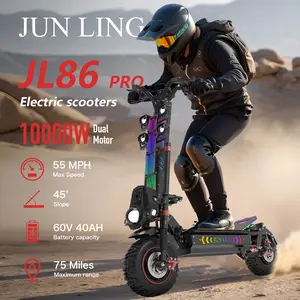 JL86 PRO 10000W Dual Motor Electric Scooter for Adults, E Scooters, Dual Suspension Braking System Folding E-Scooter with LED Lights & Off-Road Tires