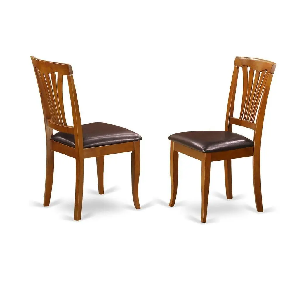 Traditional Armless Solid Wood Dining Chairs - Plush Faux Leather Seats, Set of 2 Indoor Kitchen Chairs