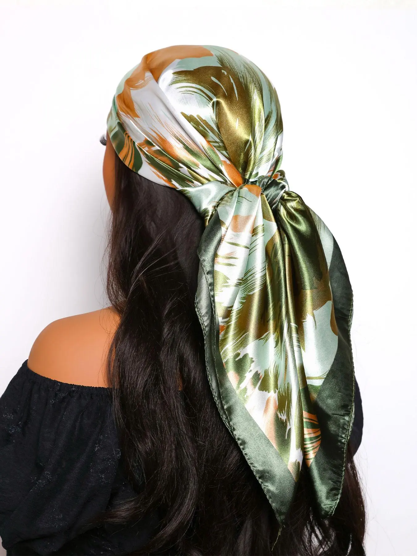 Women's Elegant Random Print Square Scarf, Fashionable Soft Satin Scarf for Daily Wear, Casual Versatile Hair Accessories for Women & Girls, Headscarf, Hair Scarves, Fashion Shawl Wrap