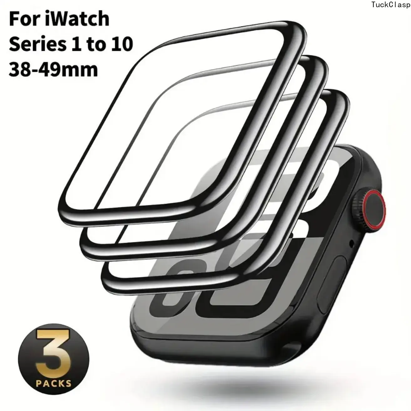 3-Pack Ceramic-HD Smartwatch Screen Protectors – Full Curved Coverage, Fits 38–49mm (Series 1–11, SE, Ultra), Great for Spring & Summer Outdoor Use