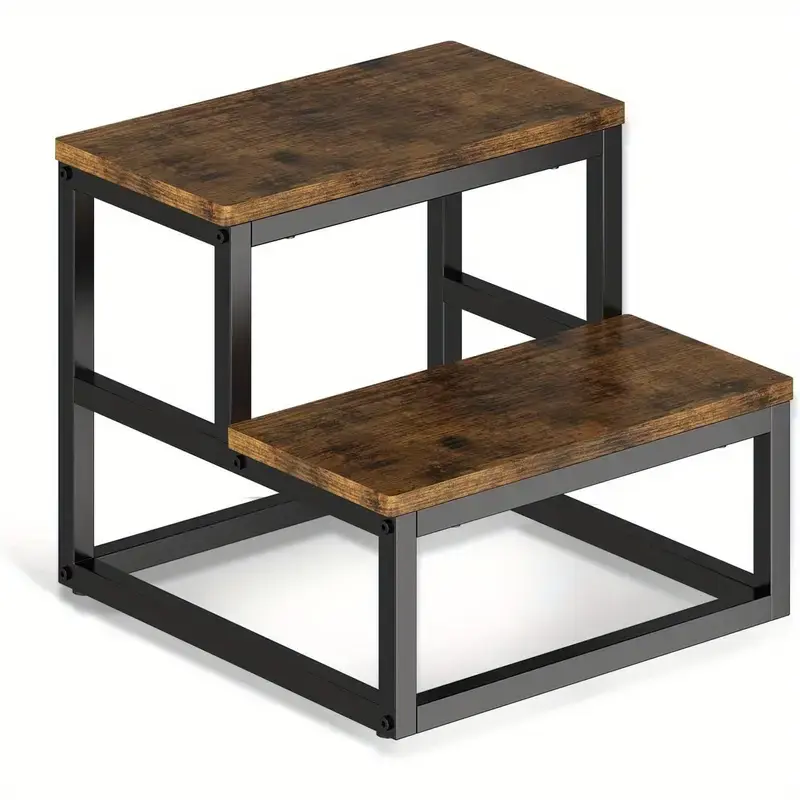 2-step footstool, heavy-duty wooden footstool for adults, home two-step ladder, multifunctional bedside footstool, suitable for bathroom, bedroom, kitchen, small portable footstool for school, durable wooden home step stool, easy to carry