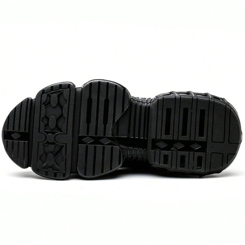 Men's Breathable Mesh Work Sneakers Durable Anti-Slip Safety Shoes with Steel Toe Protection Comfort Fit for All Seasons Casual Striped Design Elastic Closure Non-Slip EVA Sole Black Gray Soft Bottom Fabric Upper TPU Outsole