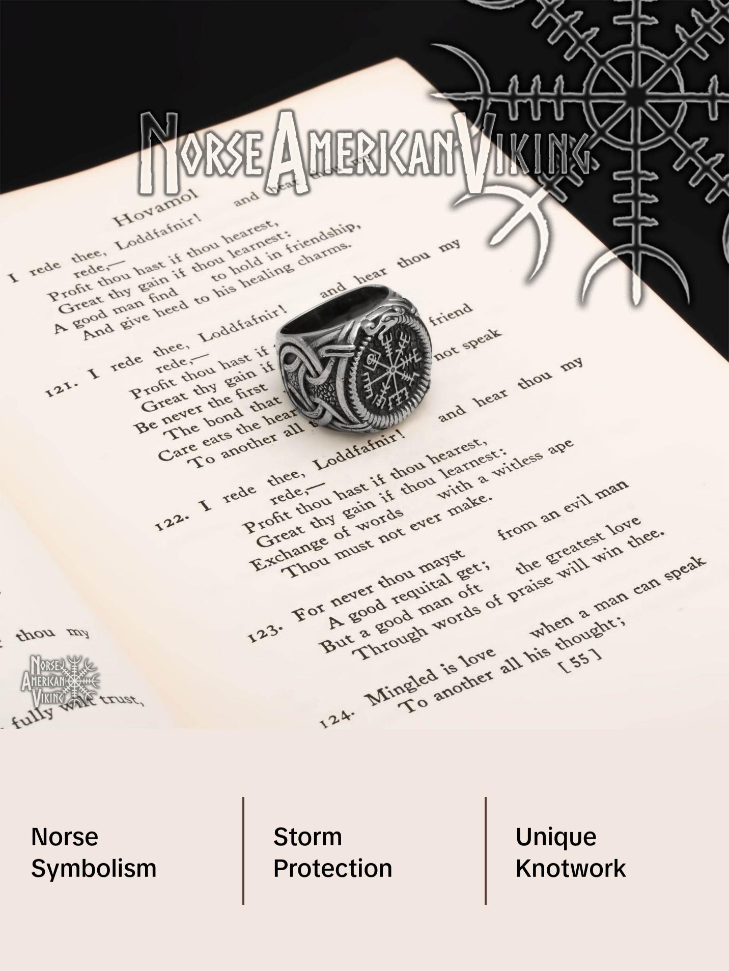 Viking Vegvisir Knot Ring 316L Stainless Steel