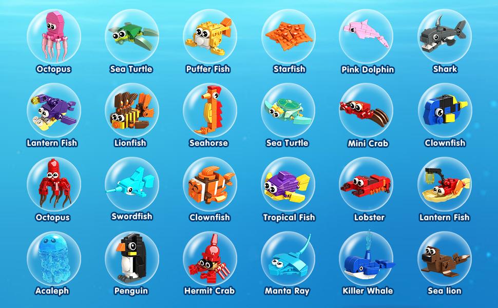 HOGOKIDS 24 Pack Valentines Party Favors for Kids Building Set - 629PCS Mini Marine Animals Blocks Toy for Valentines Day Goodie Bag Stuffers Classroom Prizes Gifts fo Kids Boy Girl Student Ages 6-12 HOGOKIDS 24 Pack Valentines Party Favors for Kids Building Set - 629PCS Mini Marine Animals Blocks Toy for Valentines Day Goodie Bag Stuffers Classroom Prizes Gifts fo Kids Boy Girl Student Ages 6-12