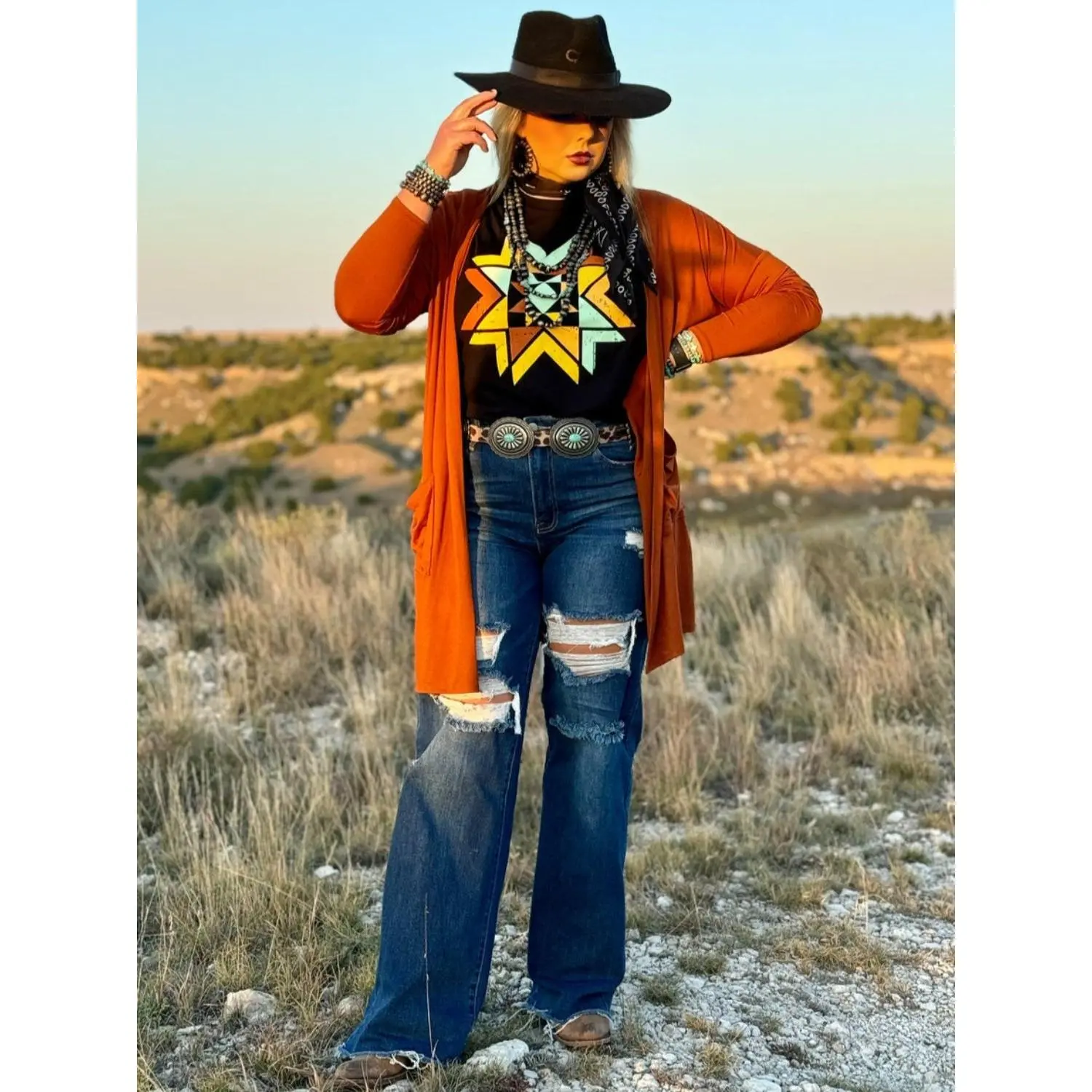 Ava Rust Cardigan by Texas True Threads