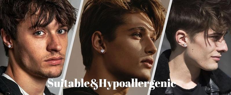 Cassieca 2 Pairs Stainless Steel Magnetic Stud Earrings for Men Women Non-piercing CZ 5-9MM CZ Hypoallergenic Crystal Jewellery earrings  lovers