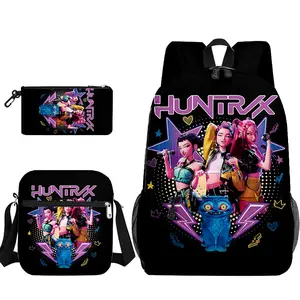 2026 New 3D K-POP Witch Hunters School Bag Pen Case Shoulder Bag Three-piece Print Set