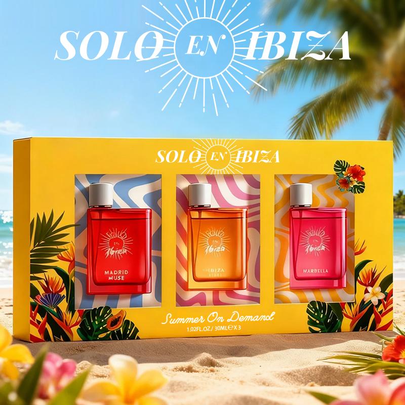 3-Piece Set, SOLO EN IBIZA Women's Eau De Parfuma Fragrance Spray Gift Box, Long Lasting Perfume, 3 Different Scent, Perfect For Holiday Gifts, Dating, Daily Life, Parties, 1.02 Fl Oz/bottle